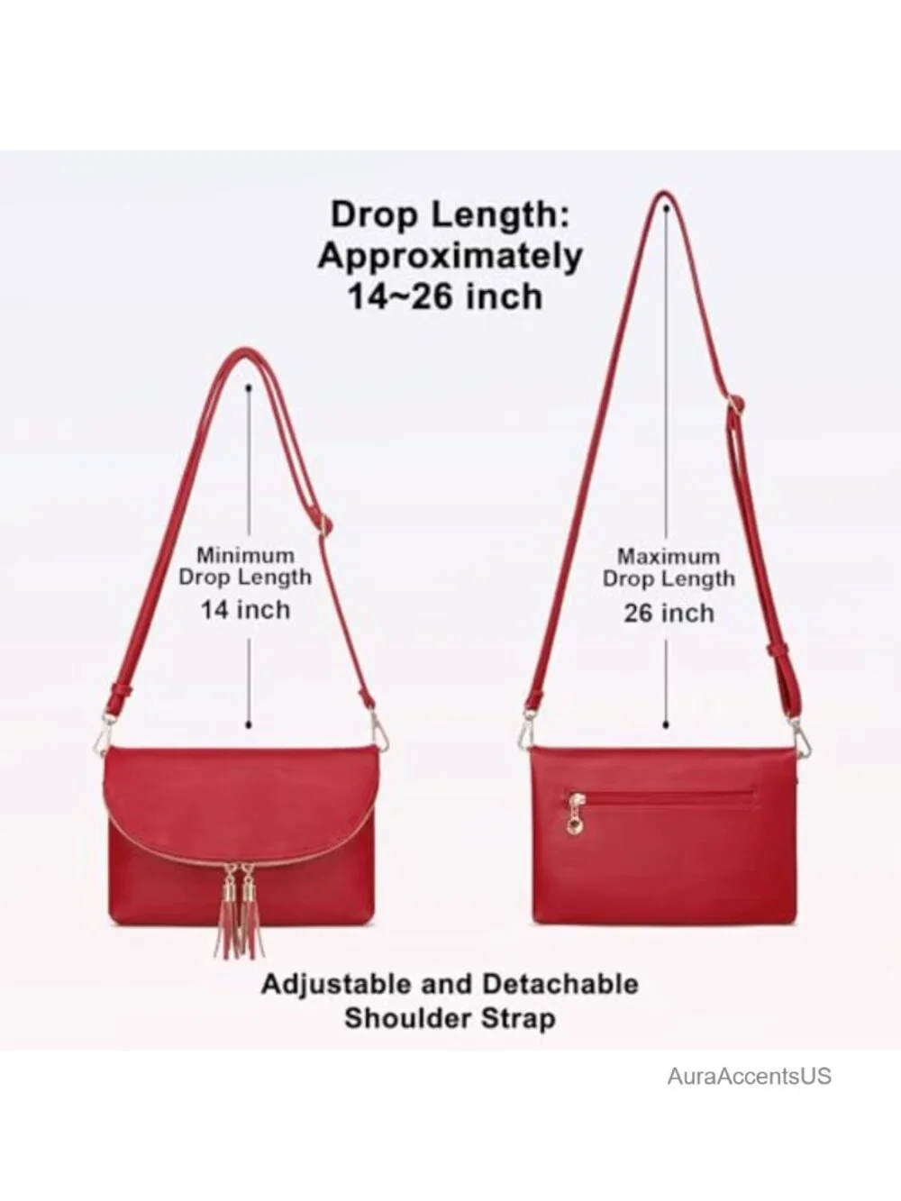 Women's Envelope Clutch Purse Faux Leather Crossbody Bag 6 Card Slots
